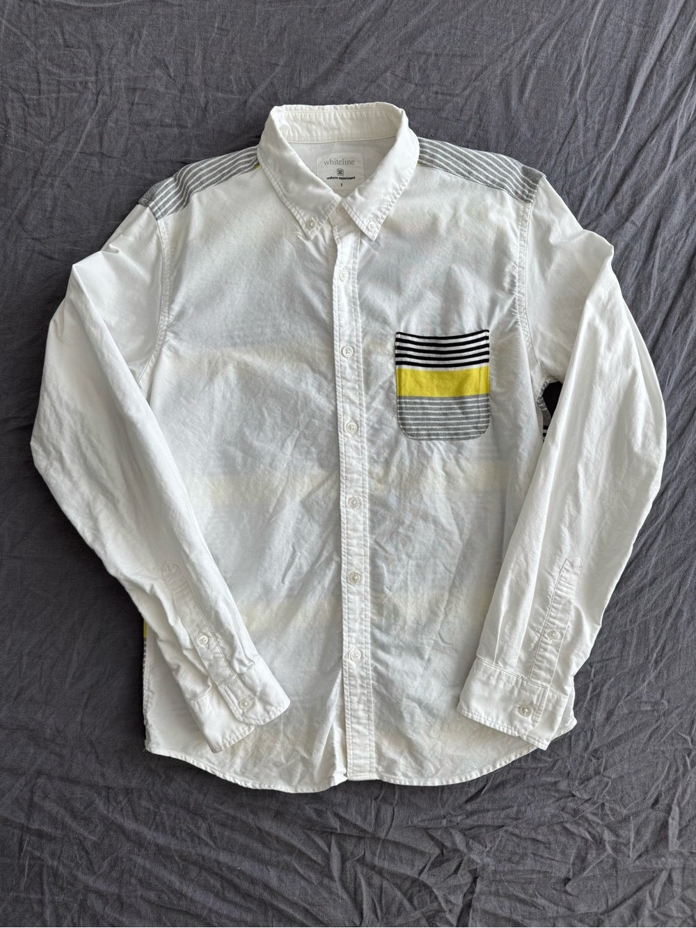 Whiteline by Uniform Experiment Oxford Shirt w/ Yellow Black Stripe Jersey Back